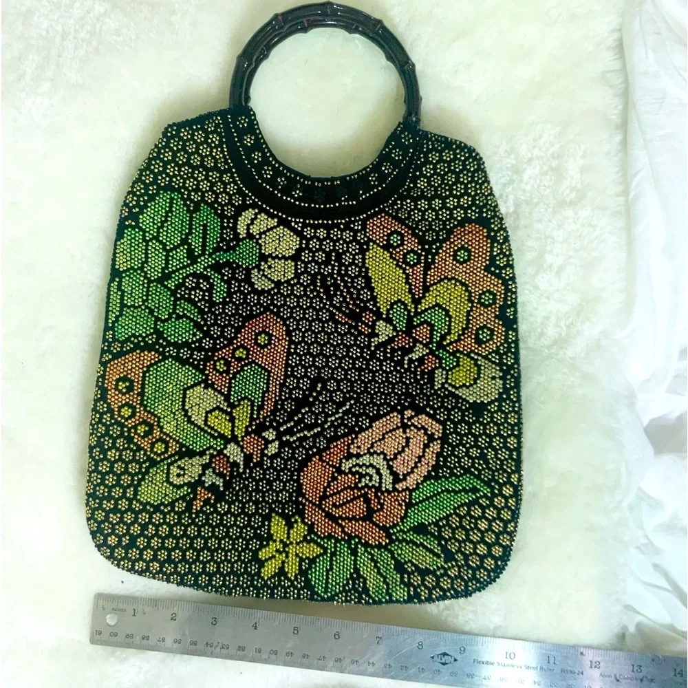 VINTAGE Texturized Floral Hobo Handbag